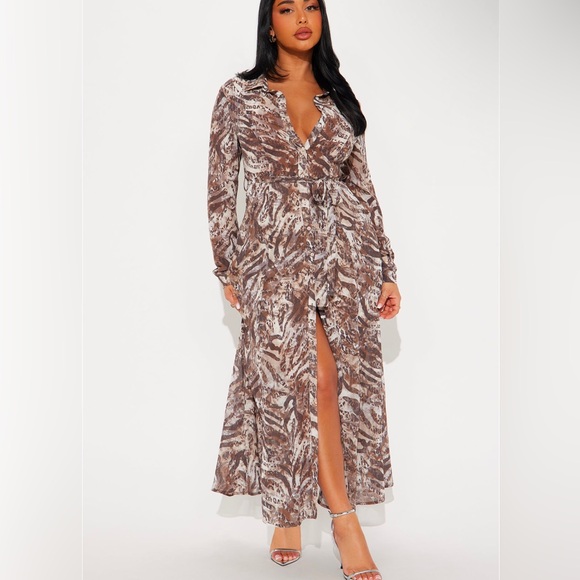 In the Wild Animal Print midi shirt dress - Picture 2 of 7